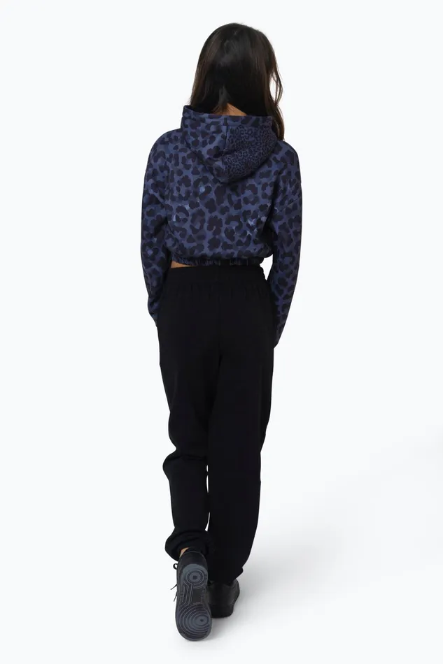 Just Hype Hoodies and Pullovers Hype Kids Black Mono Leopard Crop Hoodie