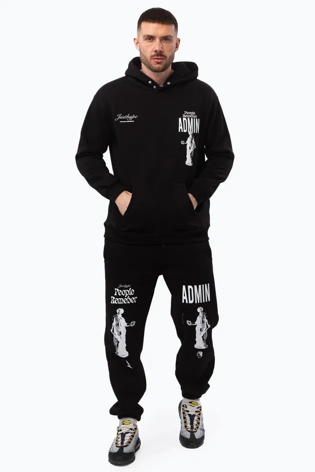 Just Hype Hoodies and Pullovers Justhype Mens Black Admin Hoodie
