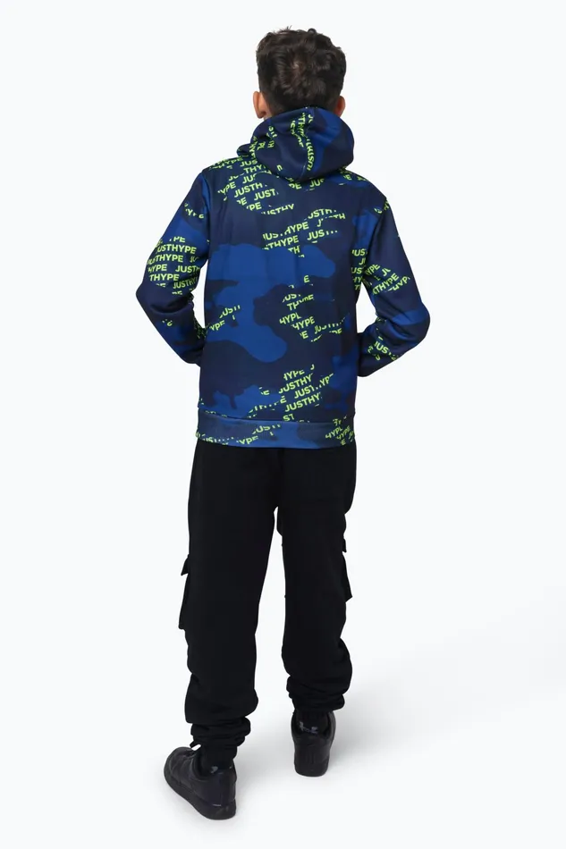 Just Hype Hoodies and Sweatshirts Hype Boys Multi Navy Camo Block Logo Hoodie