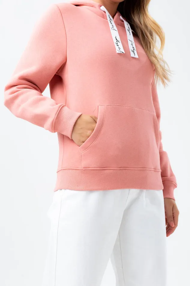 Just Hype Hoodies and Sweatshirts Hype Womens Blush Justhype Drawcord Hoodie