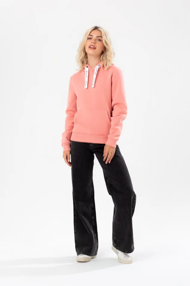 Just Hype Hoodies and Sweatshirts Hype Womens Blush Justhype Drawcord Hoodie