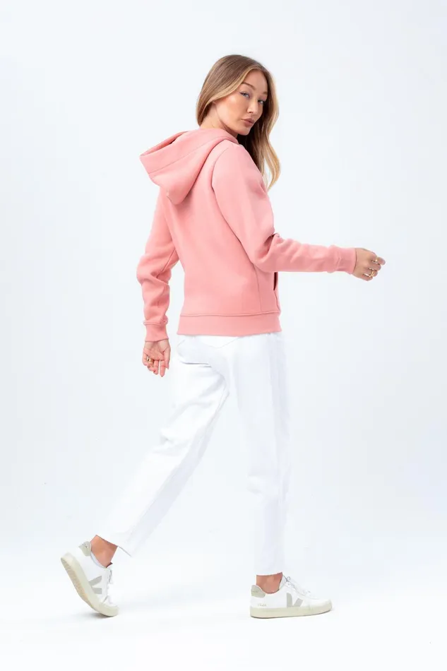Just Hype Hoodies and Sweatshirts Hype Womens Blush Justhype Drawcord Hoodie