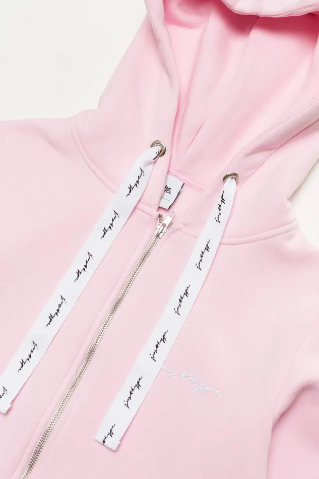 Just Hype Hoodies and Sweatshirts Hype Womens Pink Scribble Zip Hoodie
