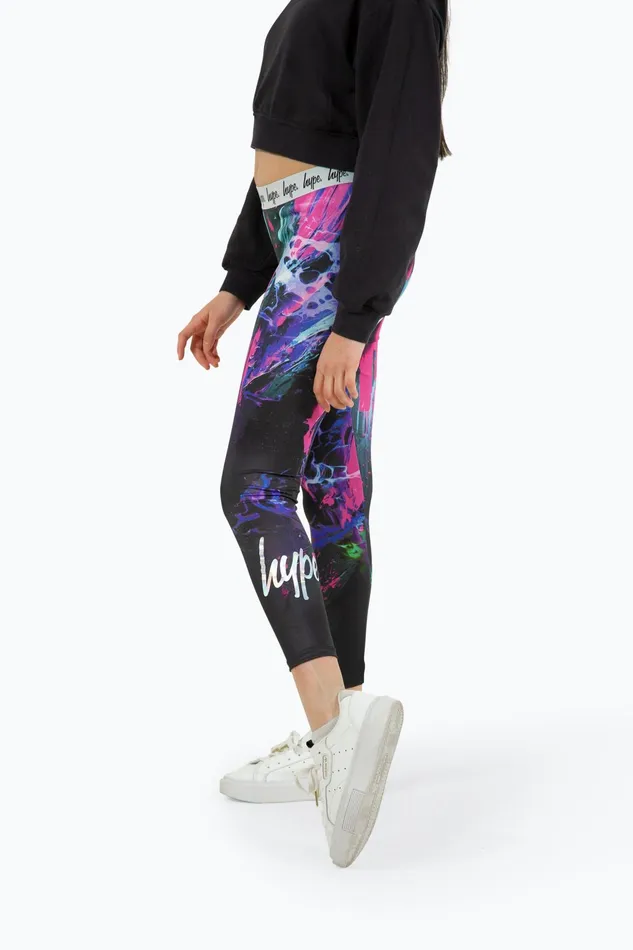 Just Hype Leggings and Bralettes Hype Girls Multi Dark Smudge Leggings