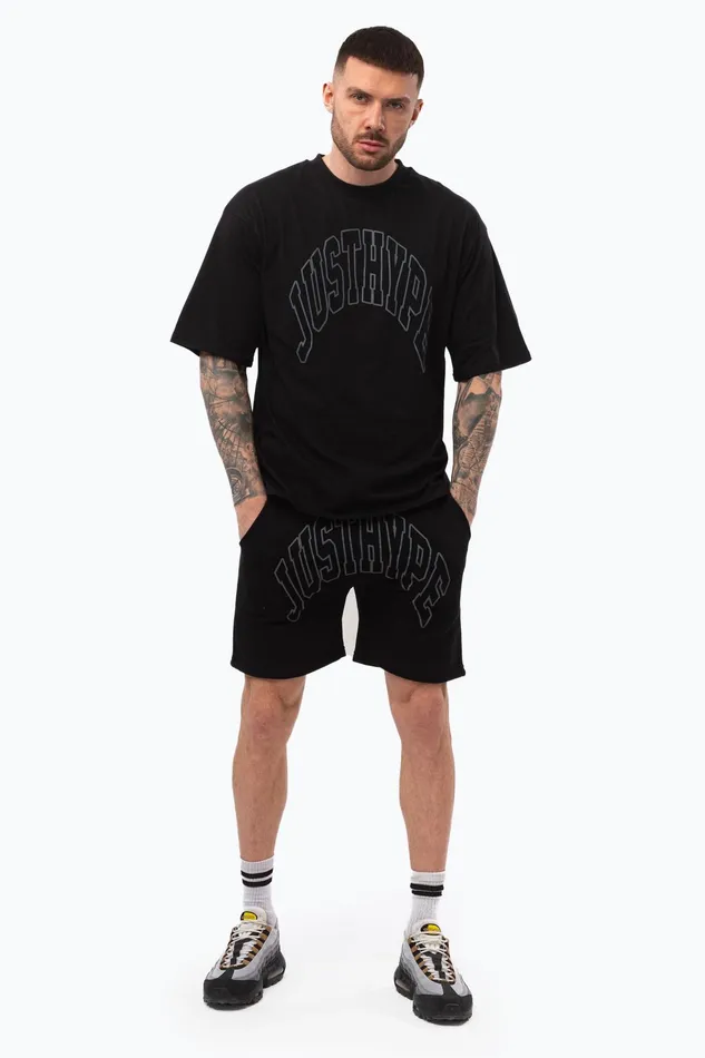 Just Hype Swimwear and Shorts Black College Outline Shorts