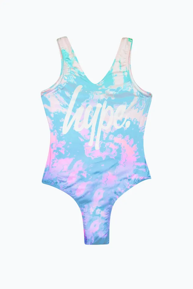 Just Hype Swimwear and Shorts Hype Girls Multi Pastel Tie Dye Swimsuit