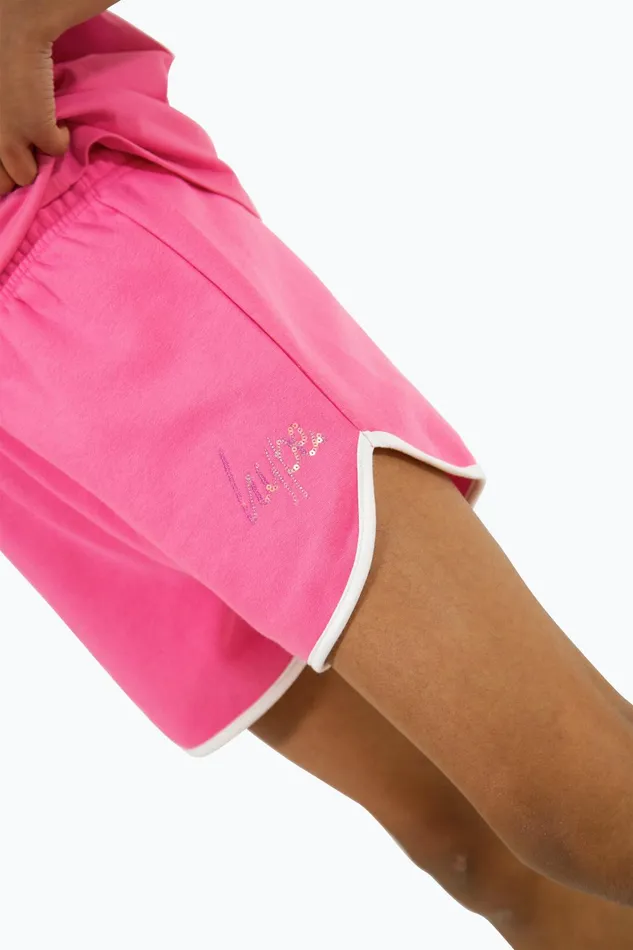 Just Hype Swimwear and Shorts Hype Girls Pink Script Shorts