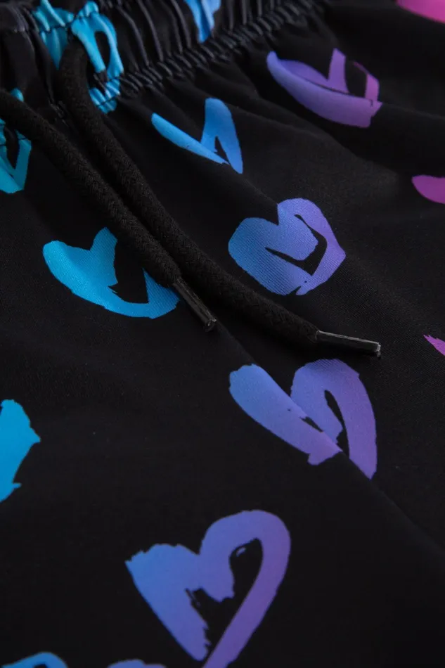 Just Hype Swimwear and Shorts Hype Girls Scribble Heart Pink Script Shorts