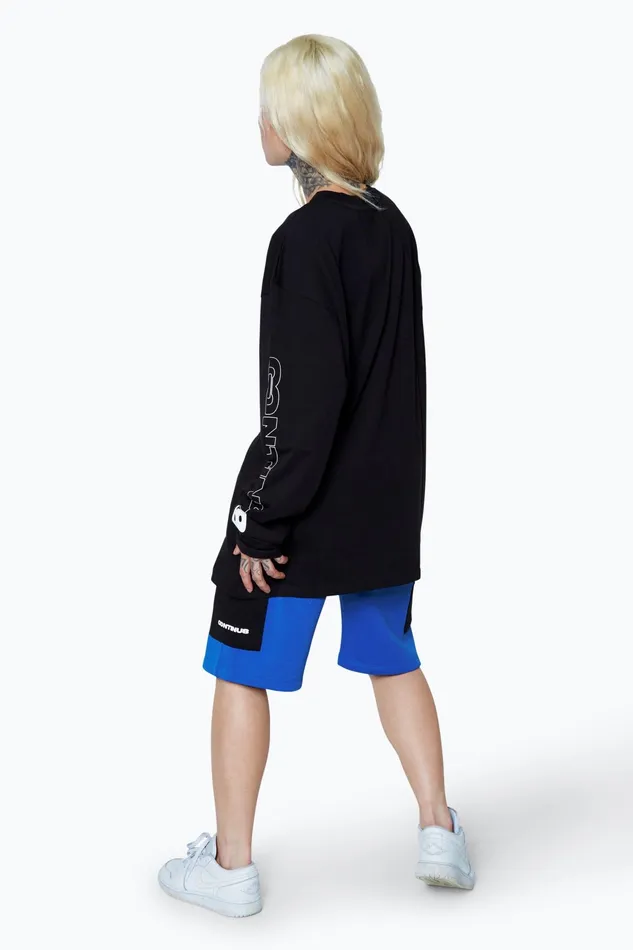 Just Hype TShirts Continu8 Unisex Black Square Spectrum Boxy Long Sleeve TShirt