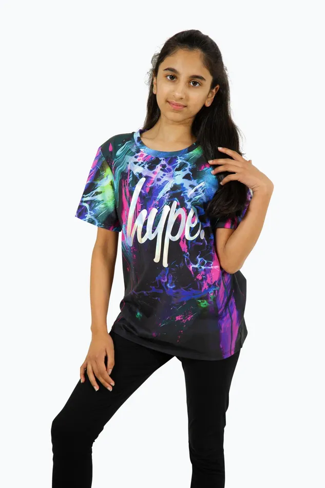 Just Hype TShirts Hype Girls Multi Dark Smudge TShirt