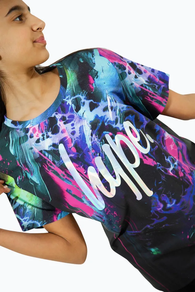Just Hype TShirts Hype Girls Multi Dark Smudge TShirt