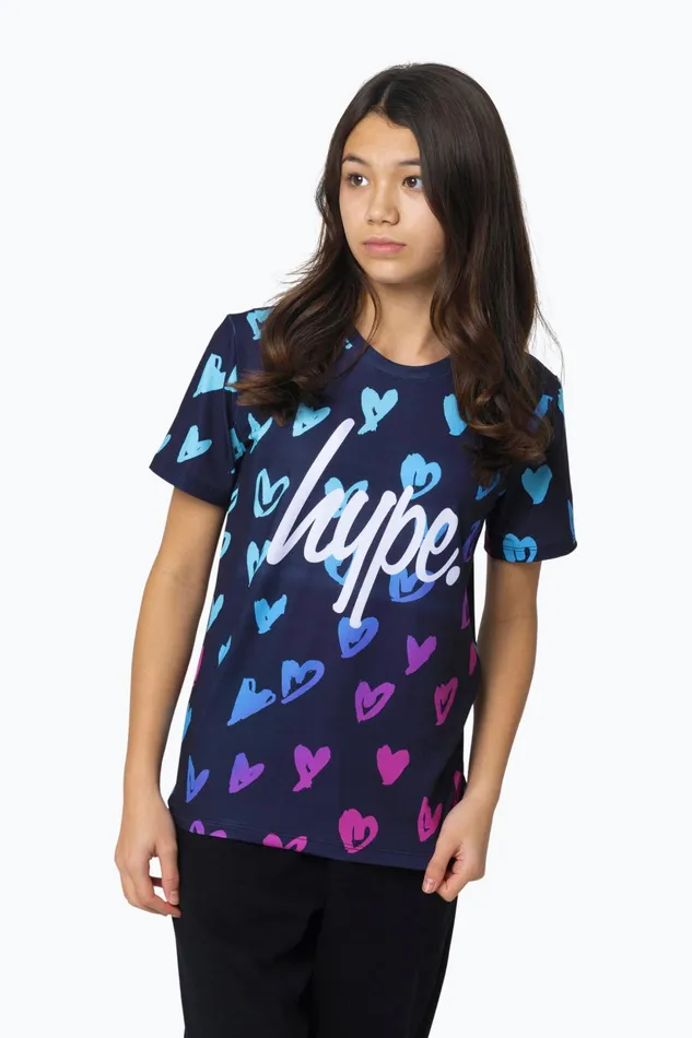 Just Hype TShirts Hype Girls Multi Scribble Hearts TShirt