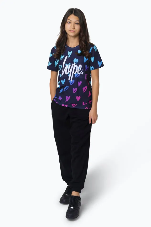 Just Hype TShirts Hype Girls Multi Scribble Hearts TShirt