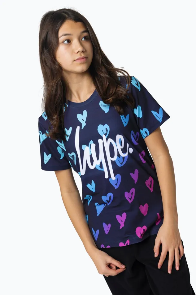 Just Hype TShirts Hype Girls Multi Scribble Hearts TShirt