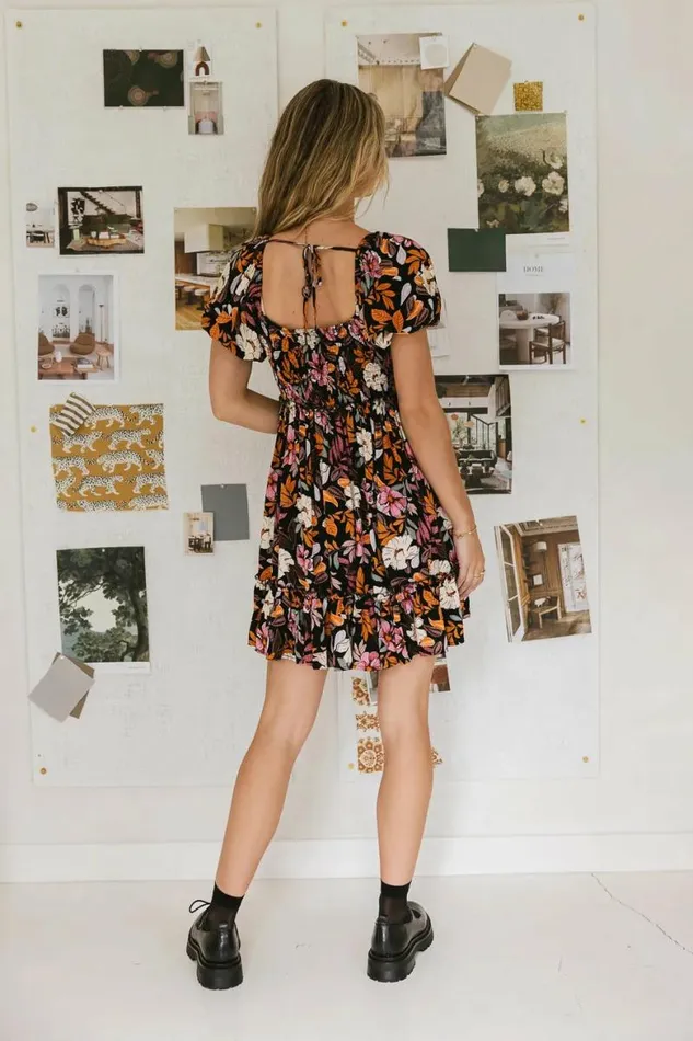 Kamala Floral Mini Dress Black Women Bohme Dresses