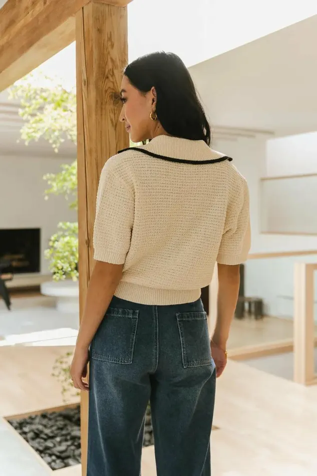 Kasey Double Zip Cardigan Cream Women Bohme Tops