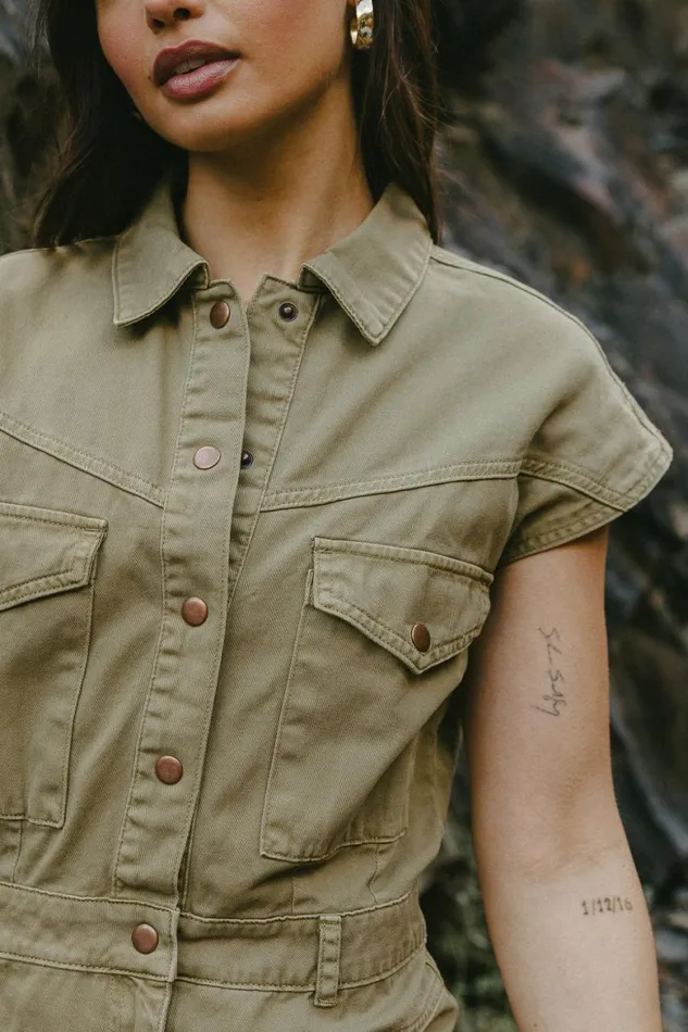 Katrina Cargo Dress In Olive Olive Women Bohme Dresses