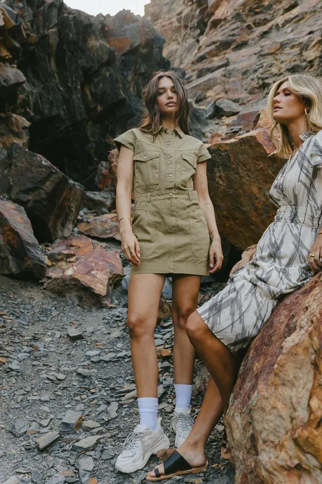 Katrina Cargo Dress In Olive Olive Women Bohme Dresses