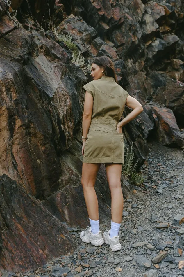 Katrina Cargo Dress In Olive Olive Women Bohme Dresses