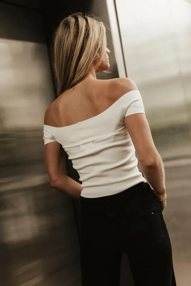 Kayra Off The Shoulder Top Cream Women Bohme Tees and Tanks