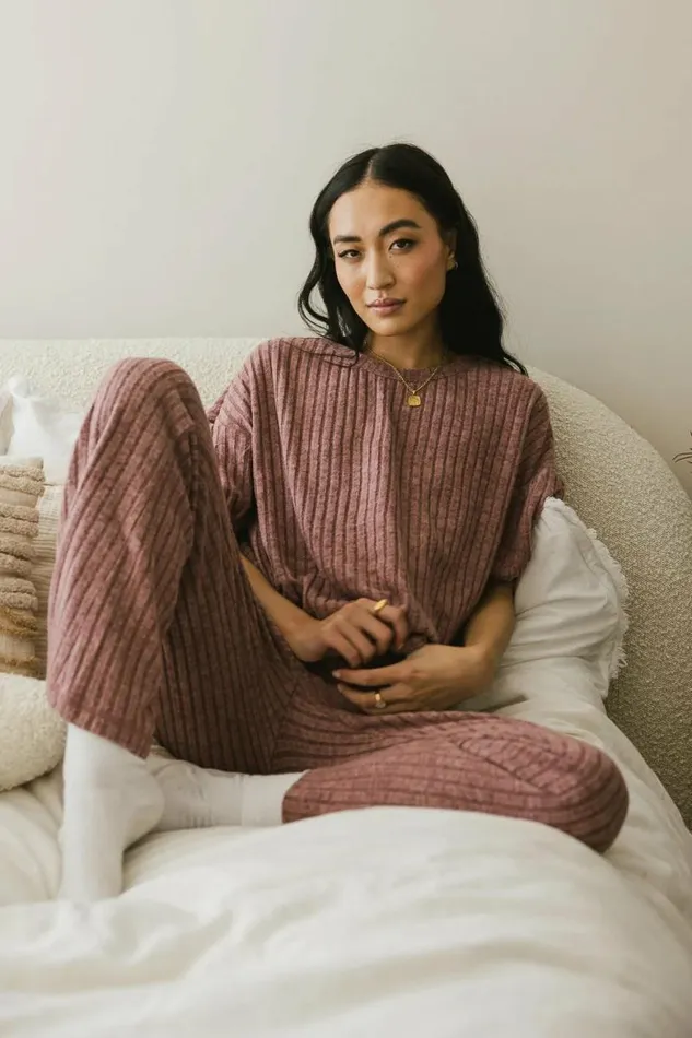 Keiko Ribbed Top In Mauve Mauve Women Bohme Sets
