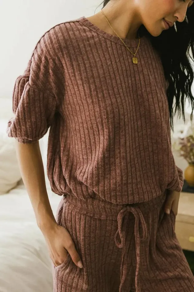 Keiko Ribbed Top In Mauve Mauve Women Bohme Sets