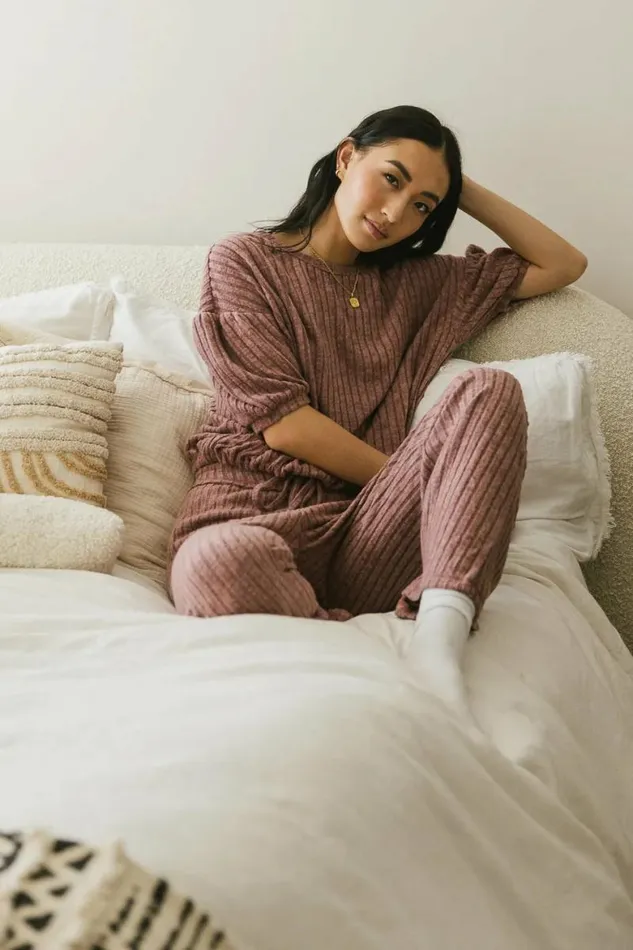 Keiko Ribbed Top In Mauve Mauve Women Bohme Sets