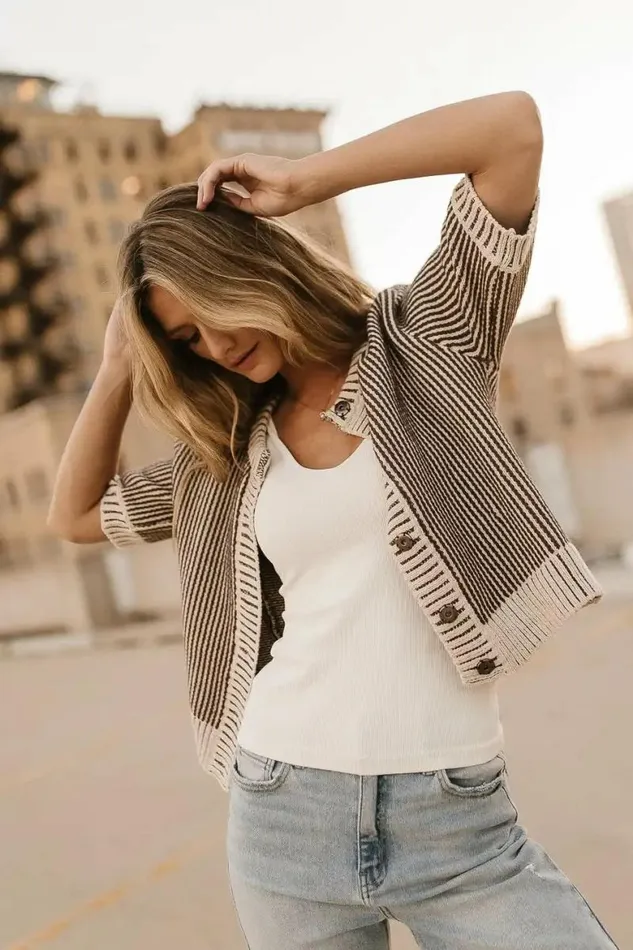 Kennedy Knit Cardigan Brown Women Bohme Tops