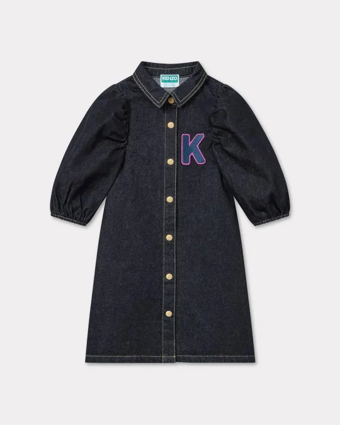Kids 039Festive039 Embroidered Denim Dress Black Kenzo Dresses And Skirts