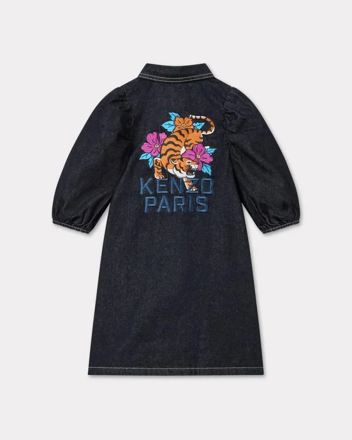 Kids 039Festive039 Embroidered Denim Dress Black Kenzo Dresses And Skirts