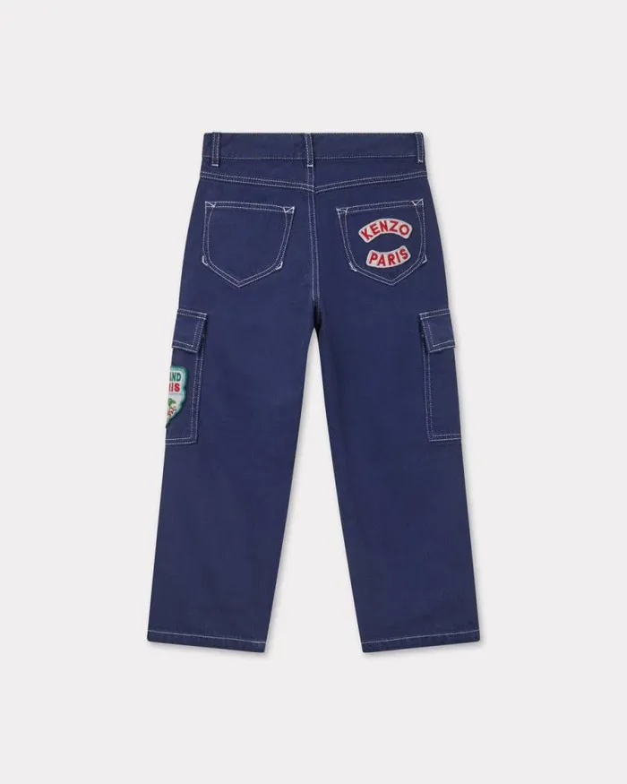 Kids 039KENZO Tour039 Cotton Trousers Ink Kenzo Pants And Shorts