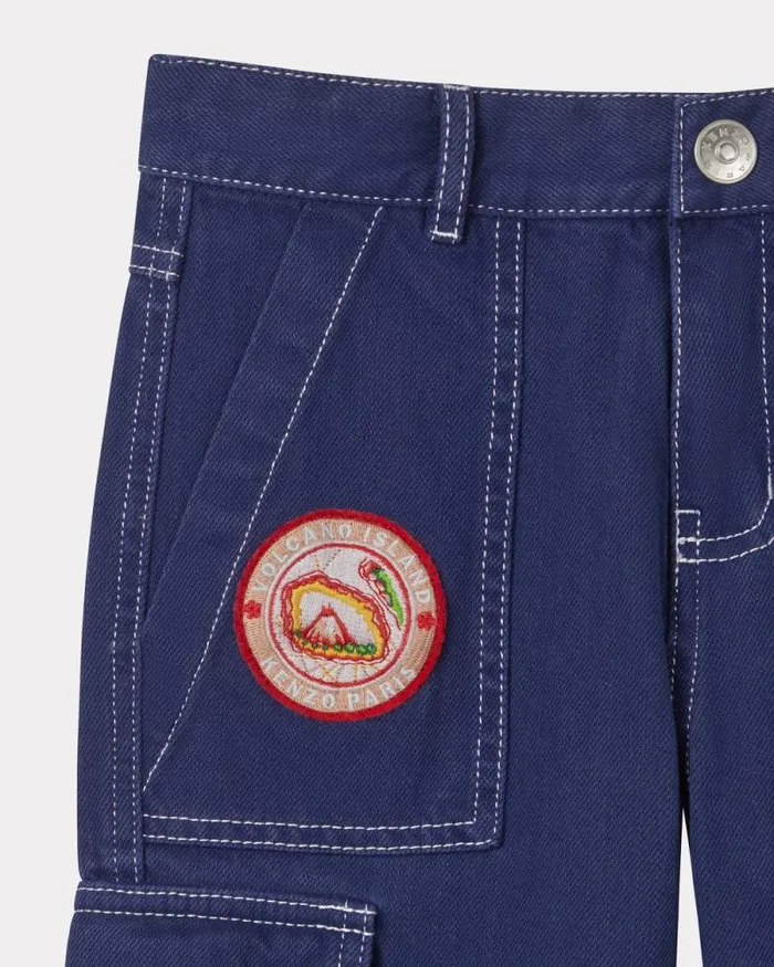 Kids 039KENZO Tour039 Cotton Trousers Ink Kenzo Pants And Shorts