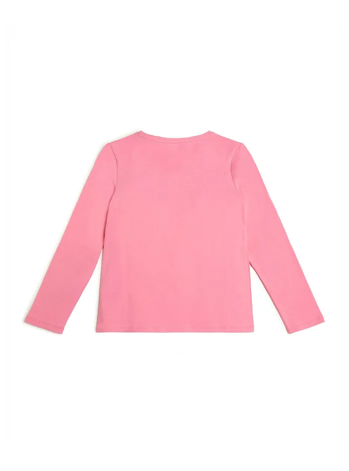 Kids Big Girl GUESS Eco Pink Triangle Logo Tshirt 716 Kids Big Girl GUESS Eco Pink Triangle Logo Tshirt 716