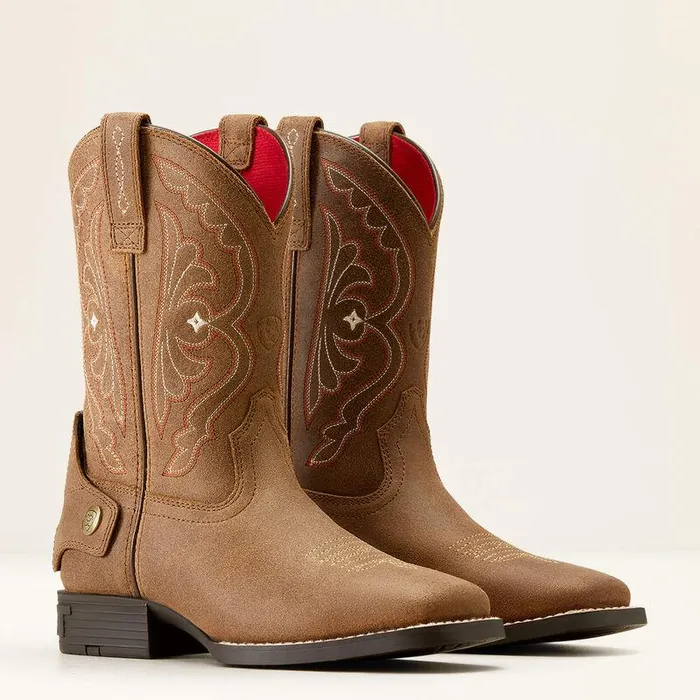 Kids Big Kids039 Footwear Ariat Quickdraw EZ Zip Western Boot Distressed Brown