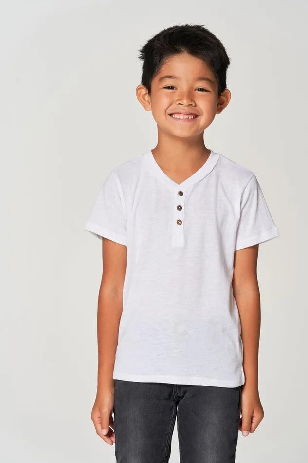 Kids Boys Chaser Brand Boys Bella Jersey Short Sleeve Henley With Cocount Buttons