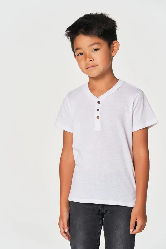 Kids Boys Chaser Brand Boys Bella Jersey Short Sleeve Henley With Cocount Buttons