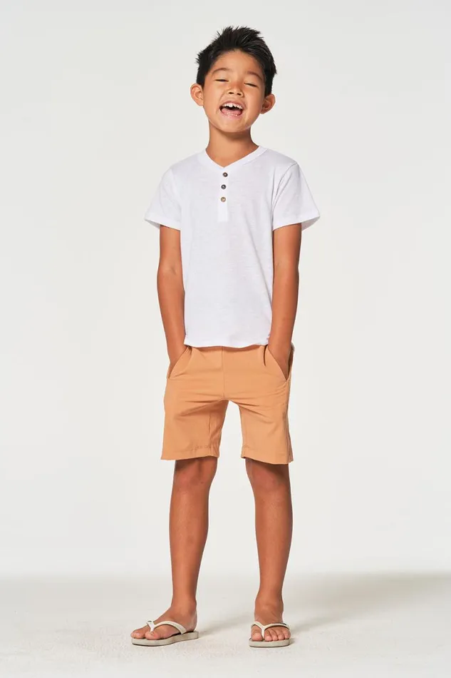 Kids Boys Chaser Brand Boys Bella Jersey Short Sleeve Henley With Cocount Buttons