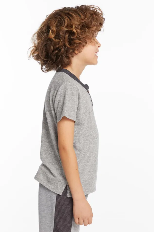 Kids Boys Chaser Brand Boys Heather Grey Short Sleeve Henley
