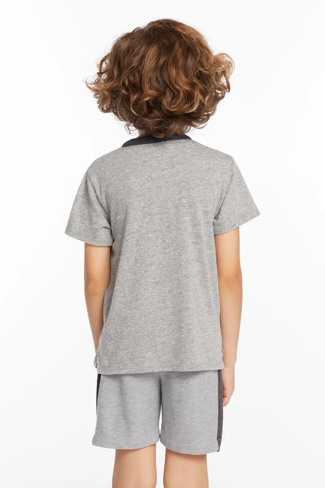 Kids Boys Chaser Brand Boys Heather Grey Short Sleeve Henley