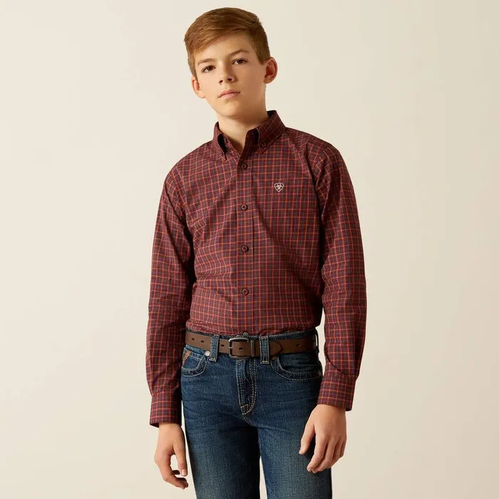 Kids Button Down Shirts Ariat Pro Pavel Classic Fit Shirt Burgundy