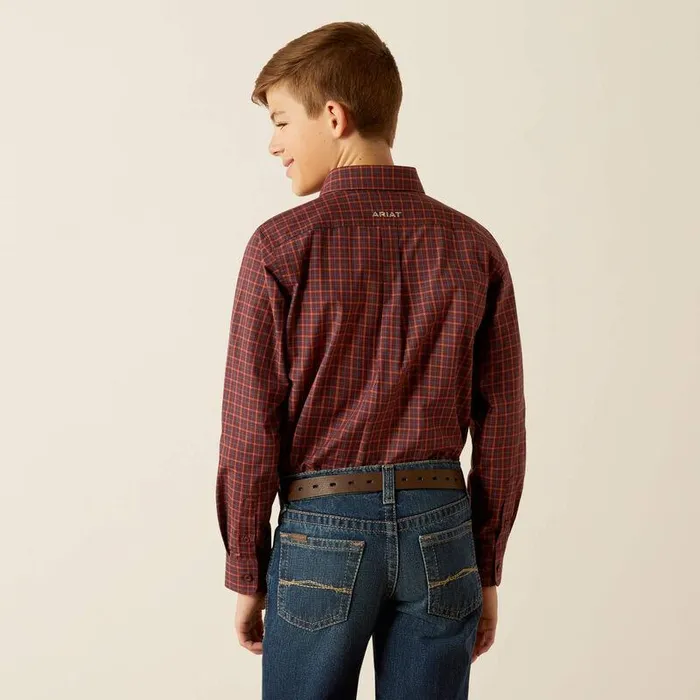 Kids Button Down Shirts Ariat Pro Pavel Classic Fit Shirt Burgundy