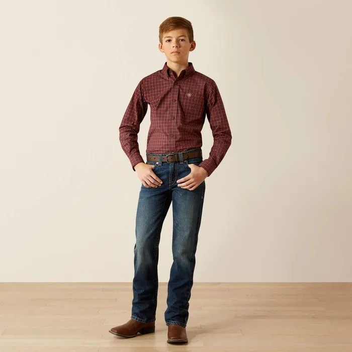 Kids Button Down Shirts Ariat Pro Pavel Classic Fit Shirt Burgundy