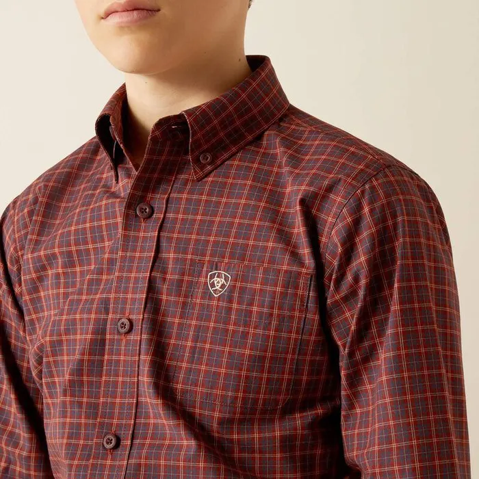 Kids Button Down Shirts Ariat Pro Pavel Classic Fit Shirt Burgundy