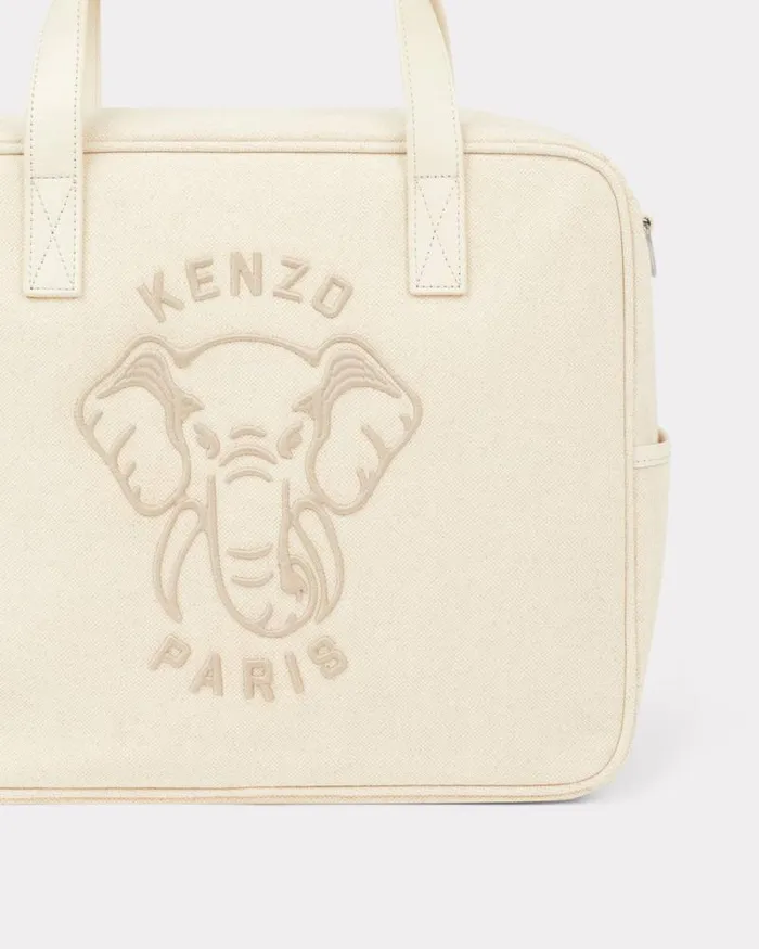 Kids Cotton Leather And Linen Changing Bag With Mattress Off White Kenzo Babies 1 Month 8211 2 Years