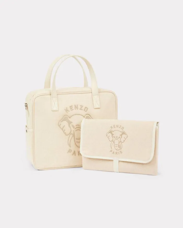 Kids Cotton Leather And Linen Changing Bag With Mattress Off White Kenzo Babies 1 Month 8211 2 Years