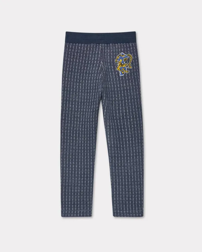 Kids Embroidered039Blue Jungle039 Cotton Jogging Bottoms Blue Black Kenzo Pants And Shorts