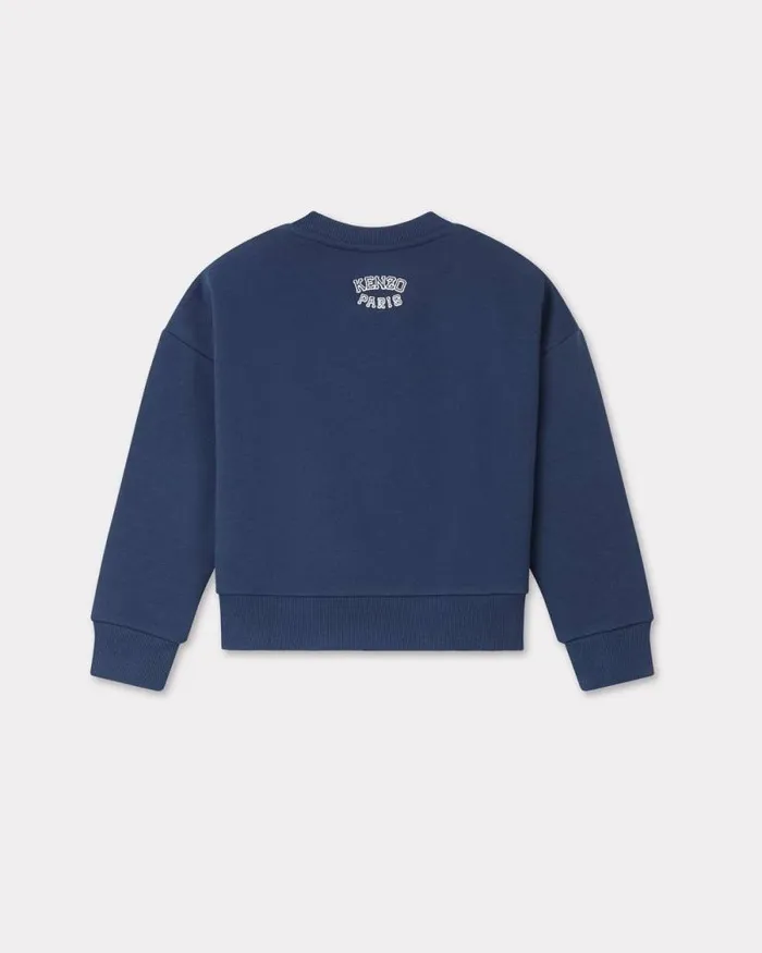 Kids Embroidered Cotton Sweatshirt Blue Black Kenzo Tshirts And Sweatshirts