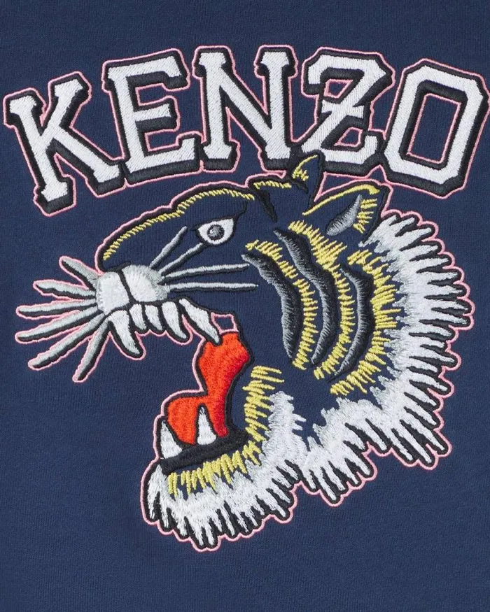 Kids Embroidered Cotton Sweatshirt Blue Black Kenzo Tshirts And Sweatshirts