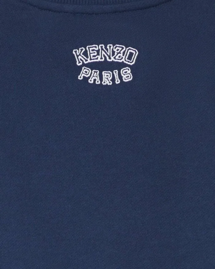 Kids Embroidered Cotton Sweatshirt Blue Black Kenzo Tshirts And Sweatshirts