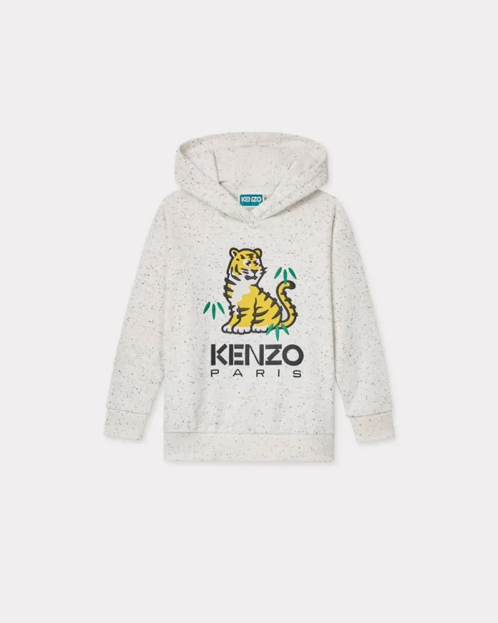 Kids Embroidered Cotton Sweatshirt Ecru Kenzo Tshirts And Sweatshirts
